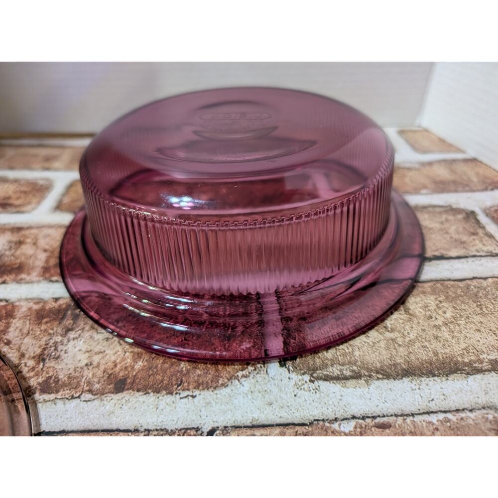 VTG Vision Corning Ware, USA 1 Qt Cranberry Teflon Glass Bowl Dish W/ Lid V-31-B - Picture 6 of 8